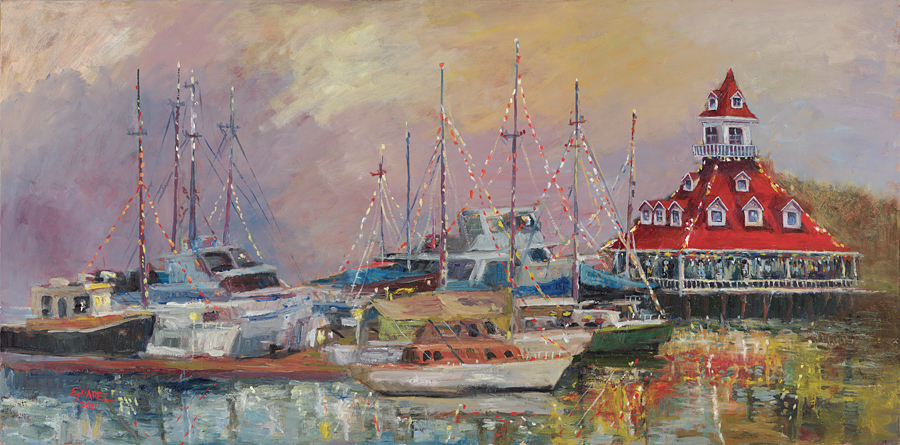 Coronado Boat House #2 Holiday Season by Edward Juarez